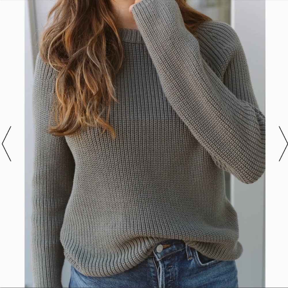 JENNI KAYNE Cotton Fisherman Sweater in Sage Green Size medium